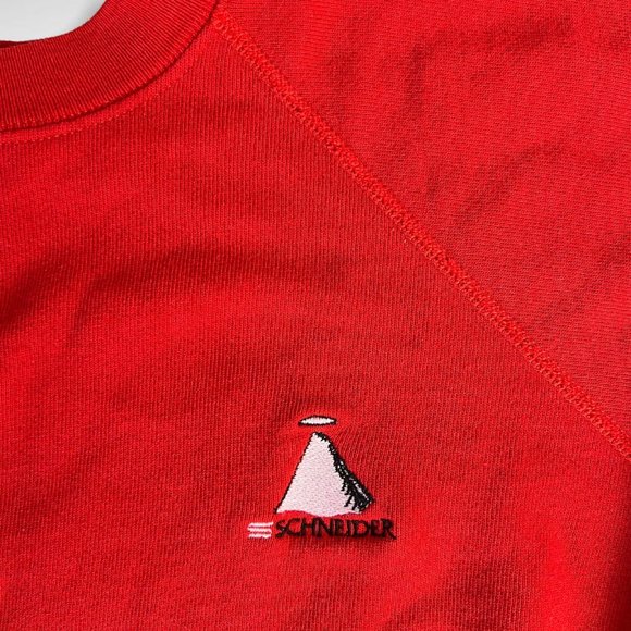 vintage red crewneck sweatshirt XXL sportswear activewear schneider logo Hanes - Picture 2 of 4
